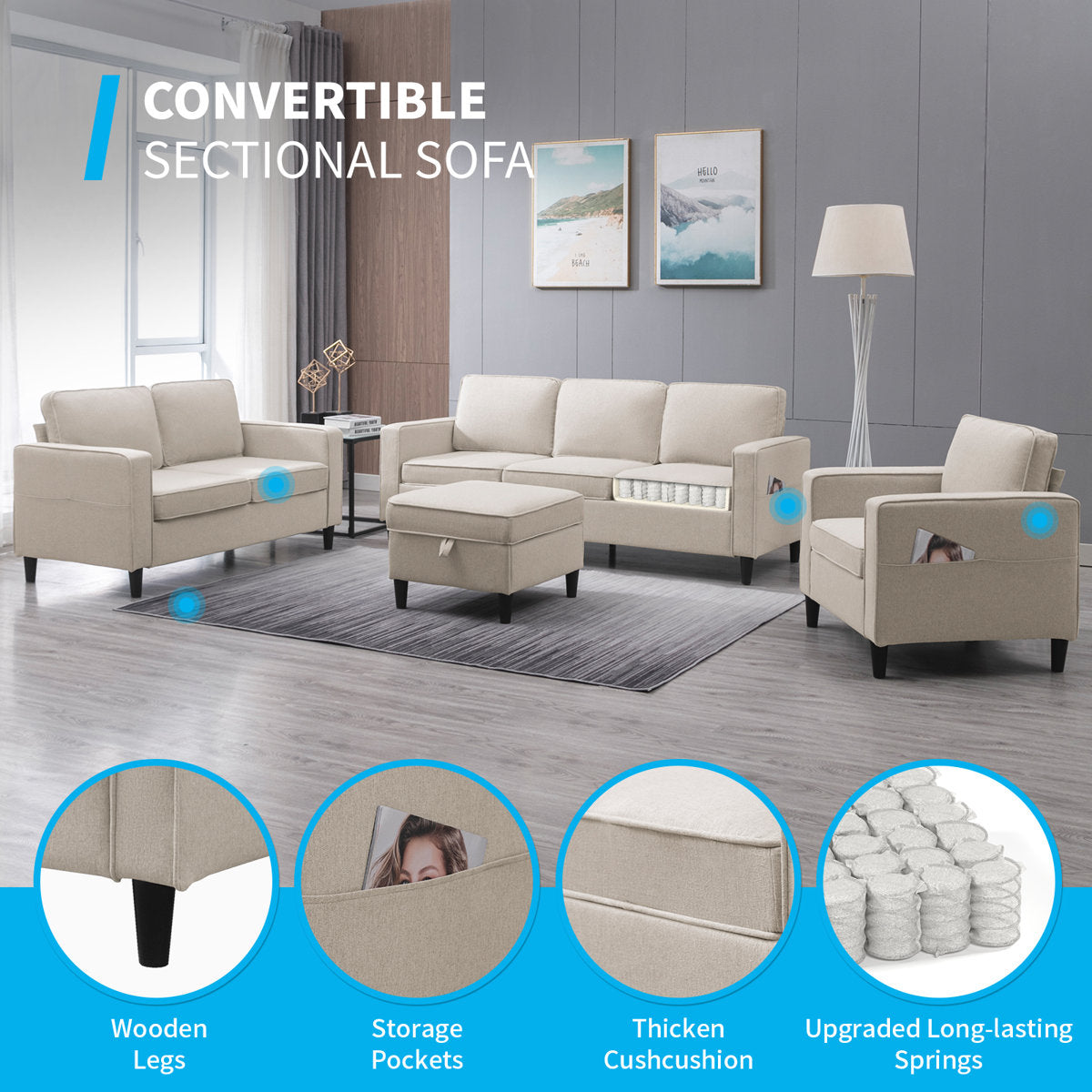 Raylina 4 - Piece Living Room Set