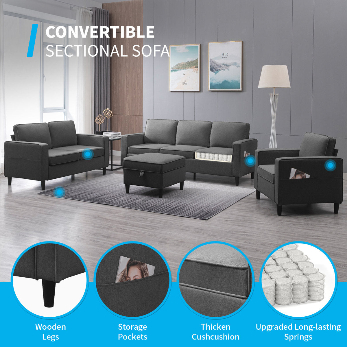 Raylina 4 - Piece Living Room Set