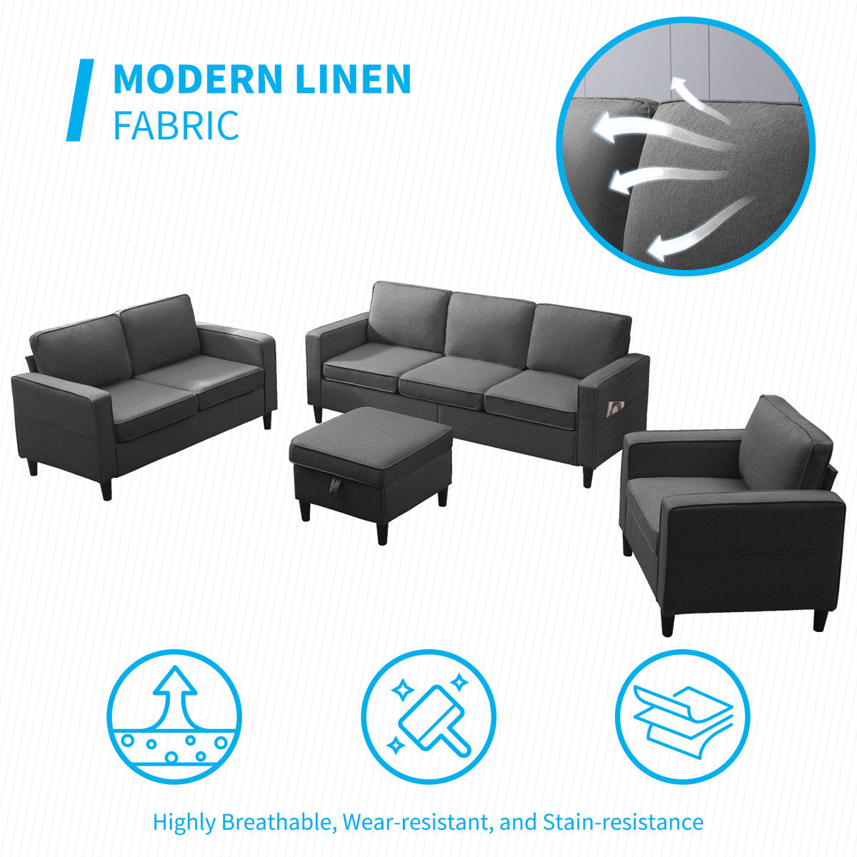 Raylina 4 - Piece Living Room Set