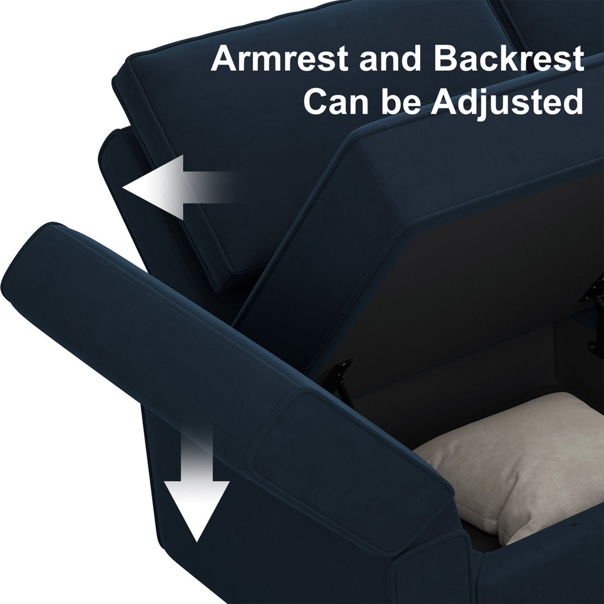 Ridoy Velvet Living Room Sofa Set Storage Sectional Couch, Single & 2-Seat & 3-Seat Sofa Set