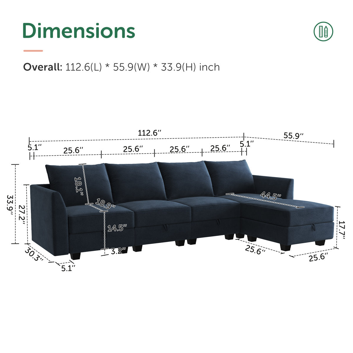 Sabira L Shaped Modular Sectional Couch