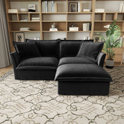 Sectional 2 Seater Sofa Couch With Convertible Ottoman, L Shaped Sofa,chenille Fabric