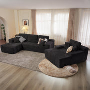 Seren 3-Piece No-Assembly Living Room Set, Plush Corduroy Modern Sectional Sofa With Loveseat And Chaise Lounge