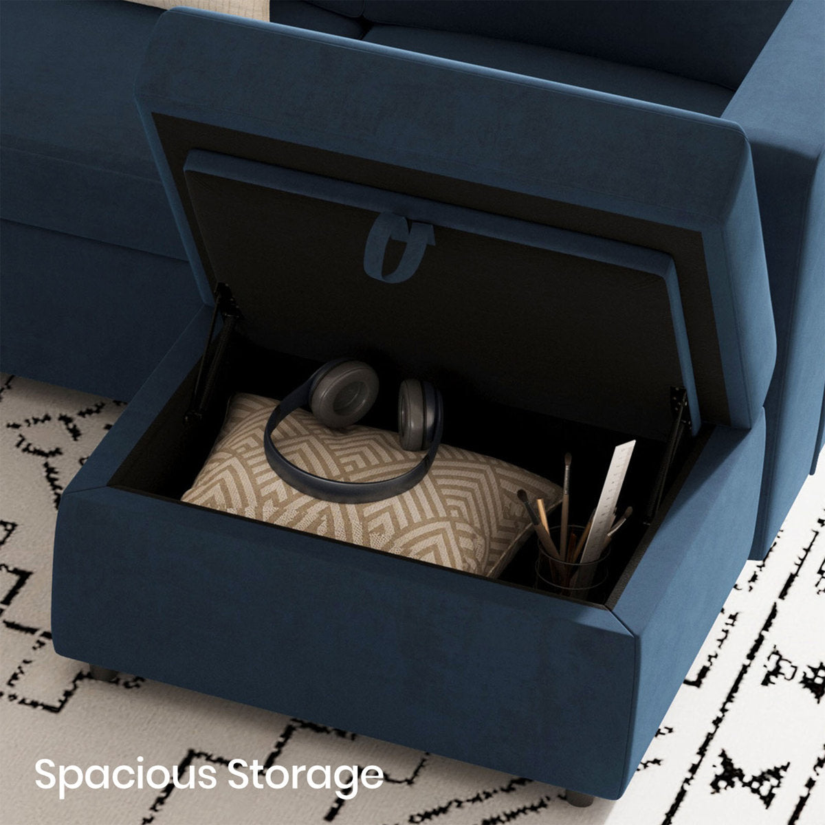 Seybert 8-Piece Velvet L Shaped Modular Corner Sofa Convertible U Shaped Living Room Couch With Storage Ottoman