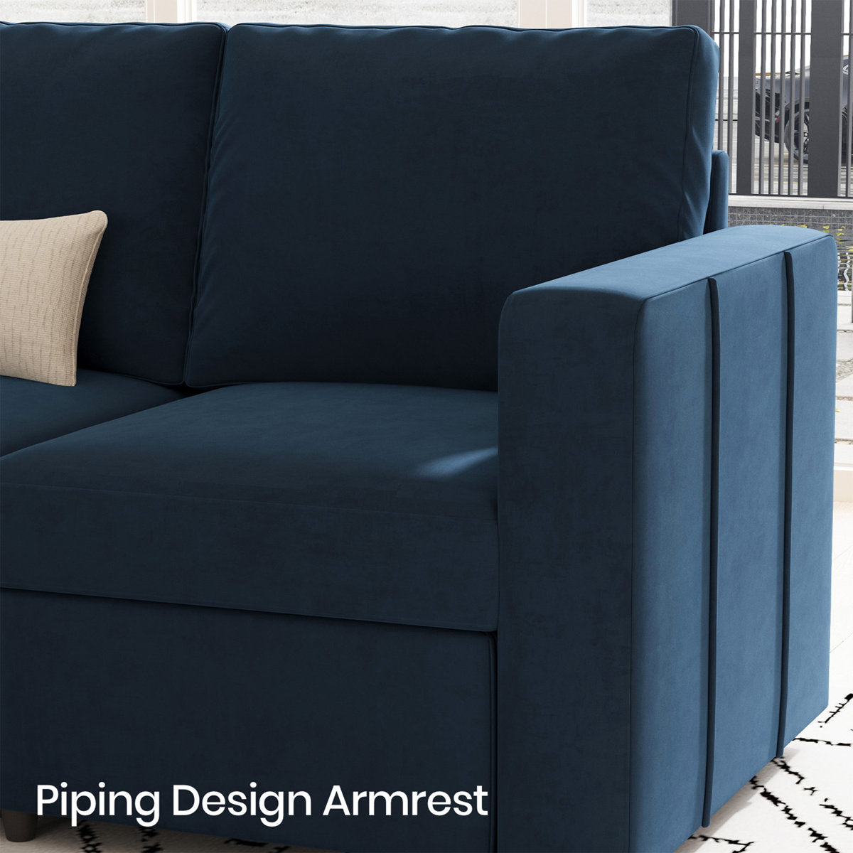 Seybert 8-Piece Velvet L Shaped Modular Corner Sofa Convertible U Shaped Living Room Couch With Storage Ottoman