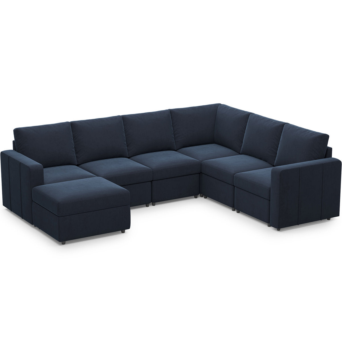 Seybert 8-Piece Velvet L Shaped Modular Corner Sofa Convertible U Shaped Living Room Couch With Storage Ottoman