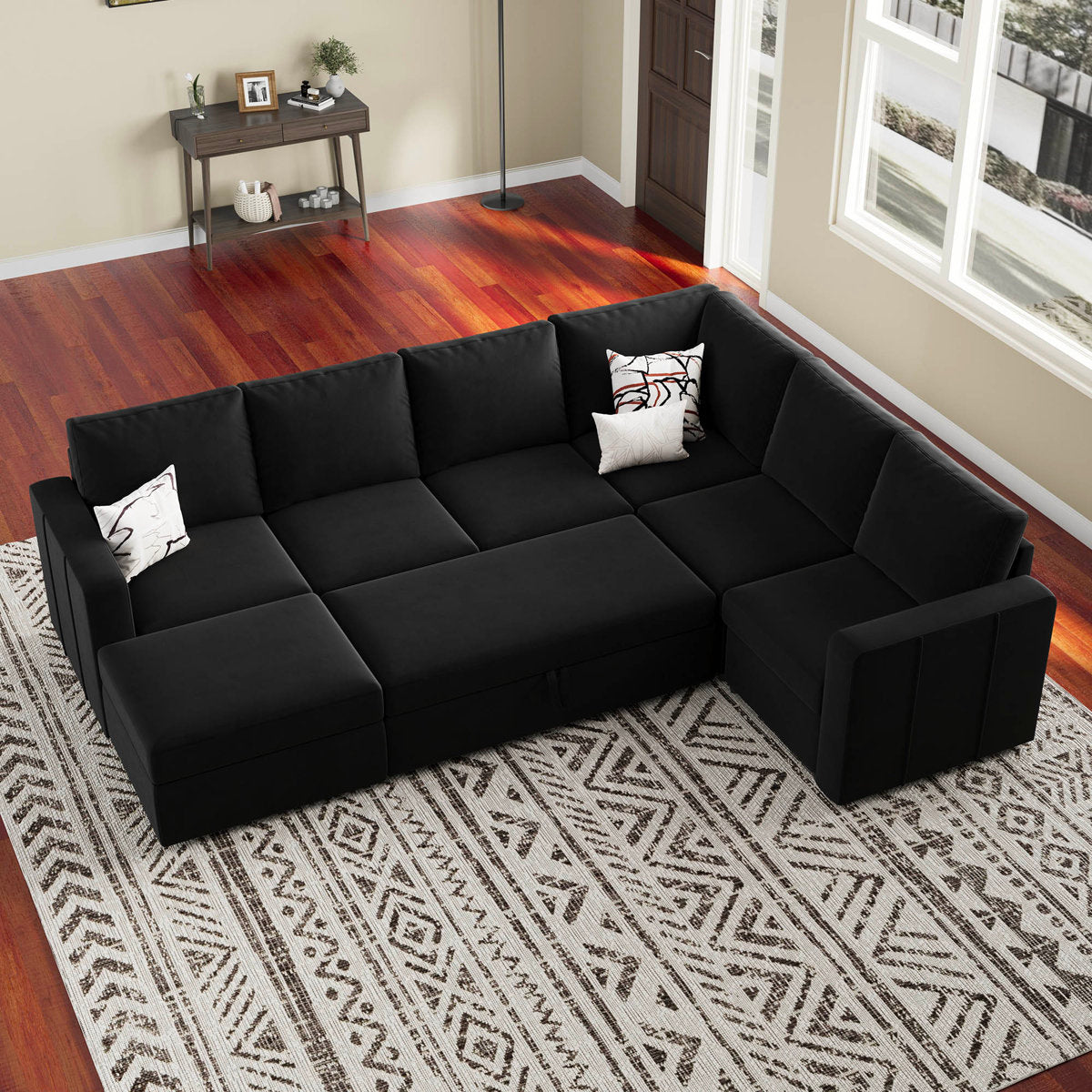 Seybert Pull-Out Sofa Bed Sectional With Storage Ottoman