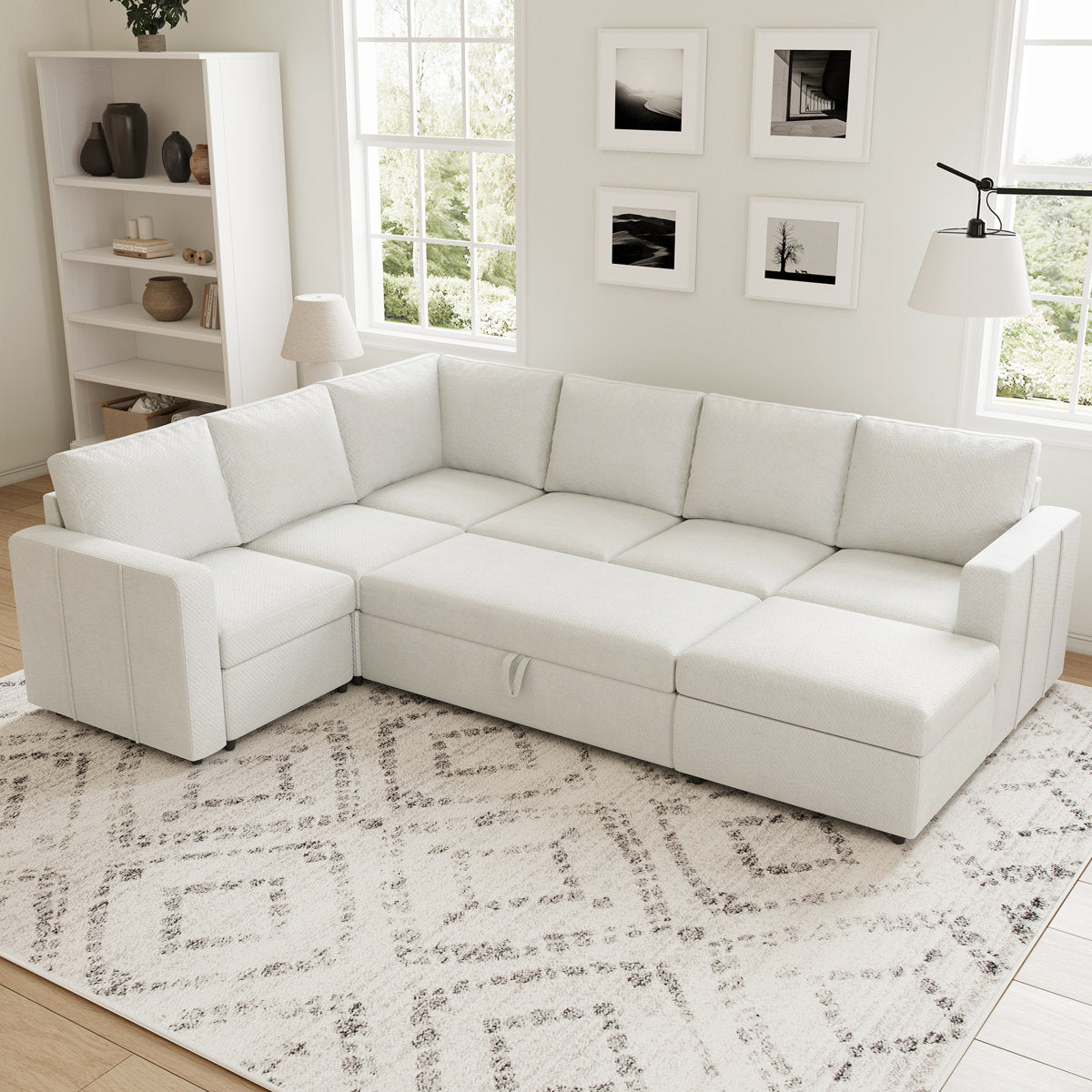 Seybert Pull-Out Sofa Bed Sectional With Storage Ottoman