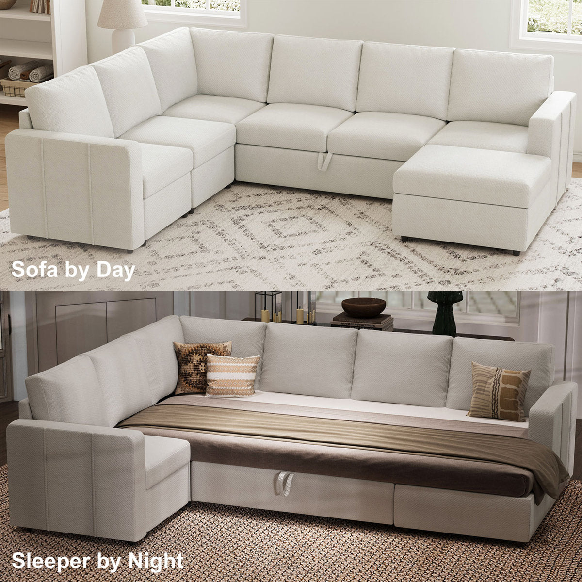 Seybert Pull-Out Sofa Bed Sectional With Storage Ottoman