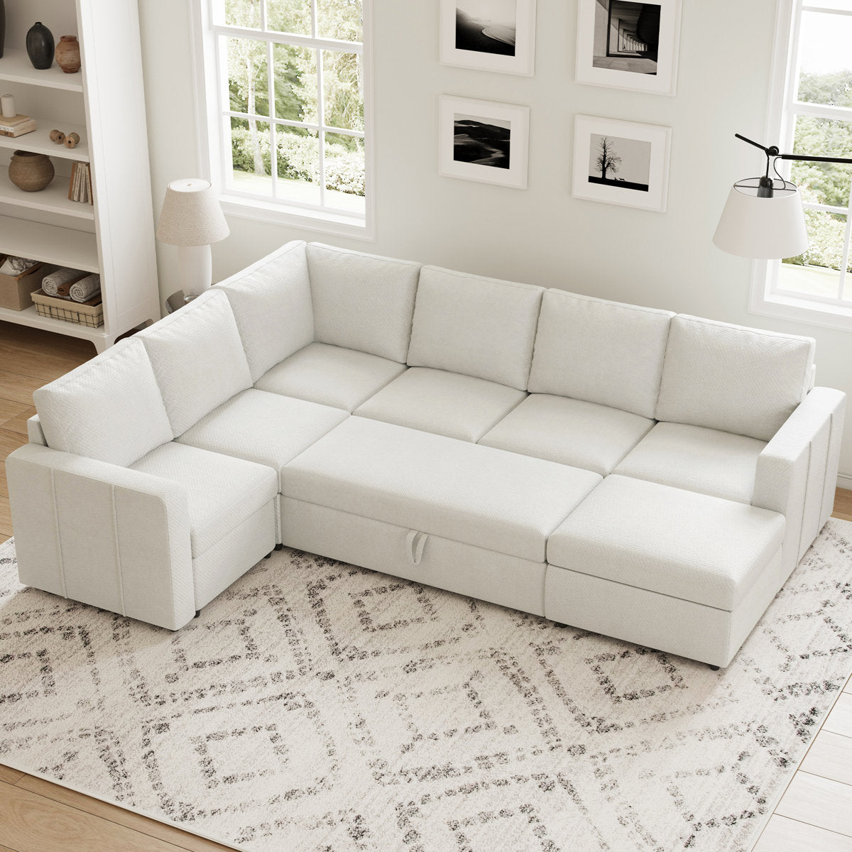Seybert Pull-Out Sofa Bed Sectional With Storage Ottoman