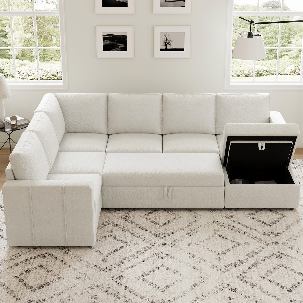 Seybert Pull-Out Sofa Bed Sectional With Storage Ottoman