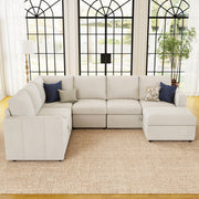 Seybert U Shaped Sofa Set Large Pullout Sofa Bed Modular Sectional Couch With Storage Ottoman