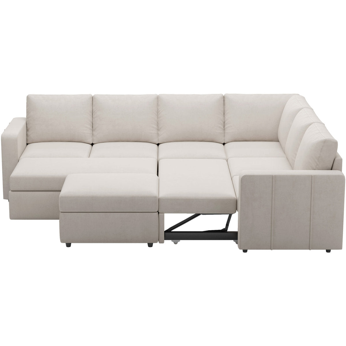 Seybert U Shaped Sofa Set Large Pullout Sofa Bed Modular Sectional Couch With Storage Ottoman