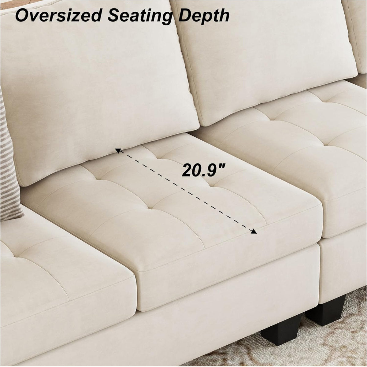 Shavera 6 - Piece Velvet Sectional Sofa L Shaped Modular Couch Living room Corner Sofa with Storage Ottoman