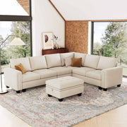 Shavera 6 - Piece Velvet Sectional Sofa L Shaped Modular Couch Living room Corner Sofa with Storage Ottoman