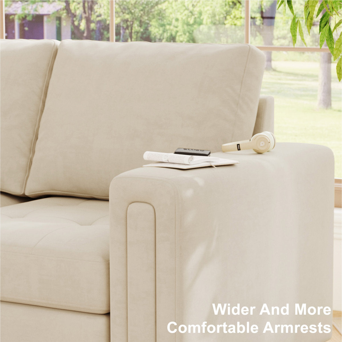 Shavera 6 - Piece Velvet Sectional Sofa L Shaped Modular Couch Living room Corner Sofa with Storage Ottoman