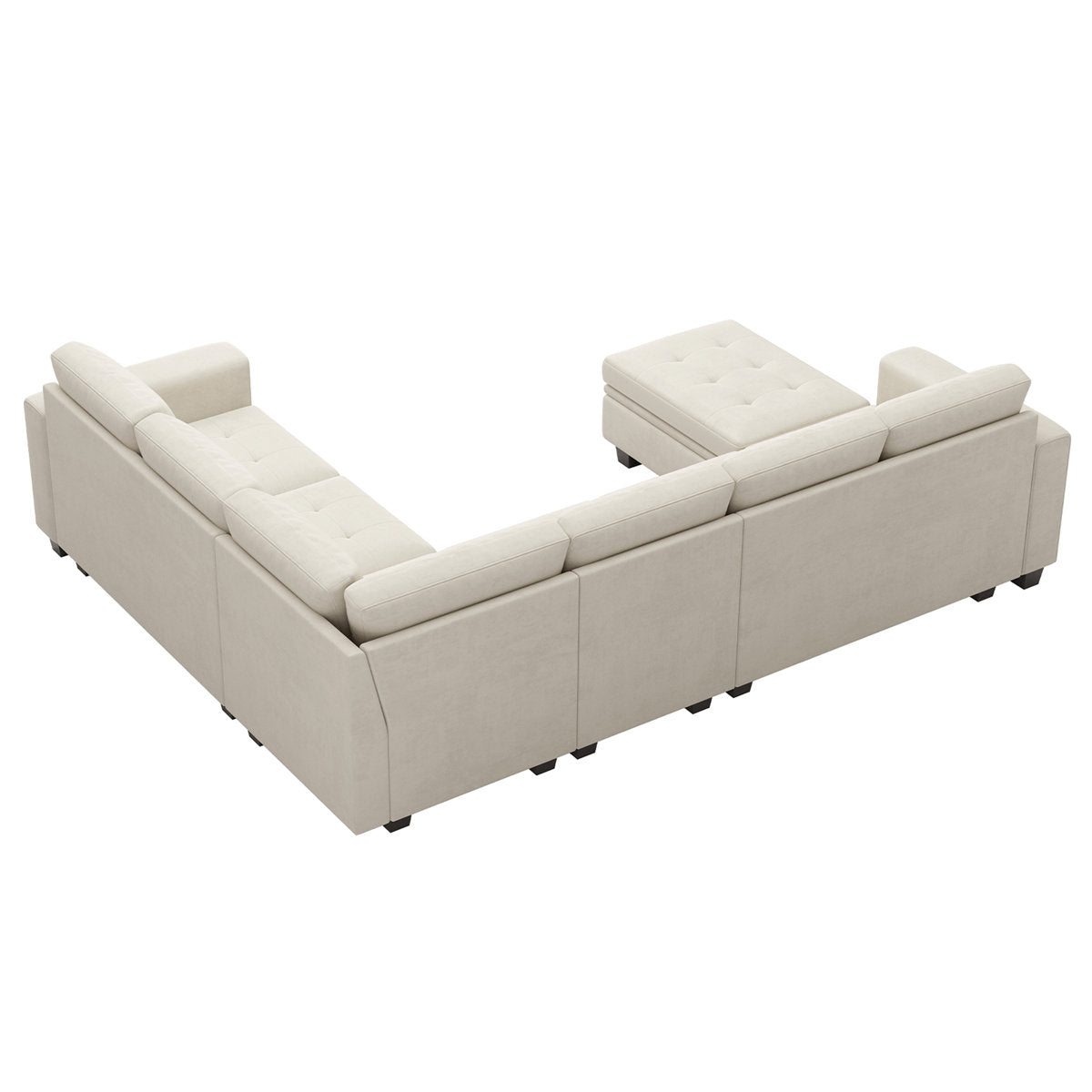 Shavera 6 - Piece Velvet Sectional Sofa L Shaped Modular Couch Living room Corner Sofa with Storage Ottoman