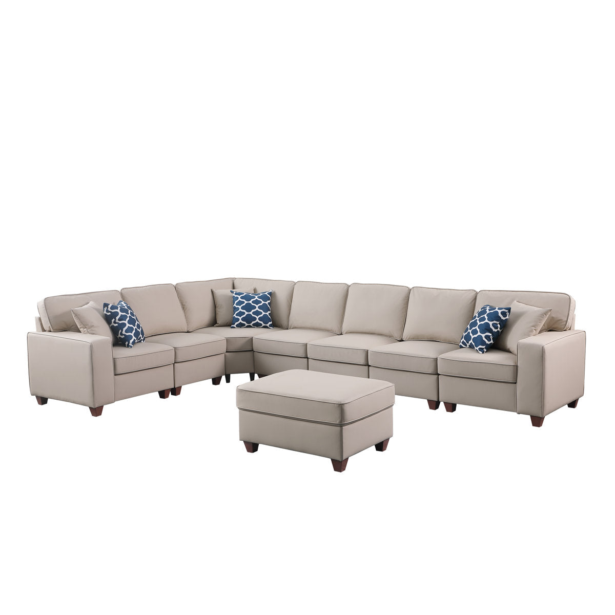 Shelaine Artificial Leather Modular Sectional With Ottoman