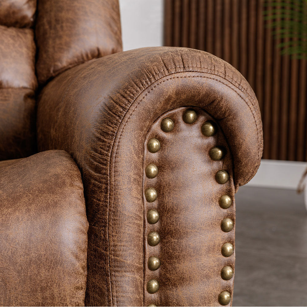 Siete 2-Piece Classic and Overstuffed Soft Faux Leather Manual Reclining Living Room Set