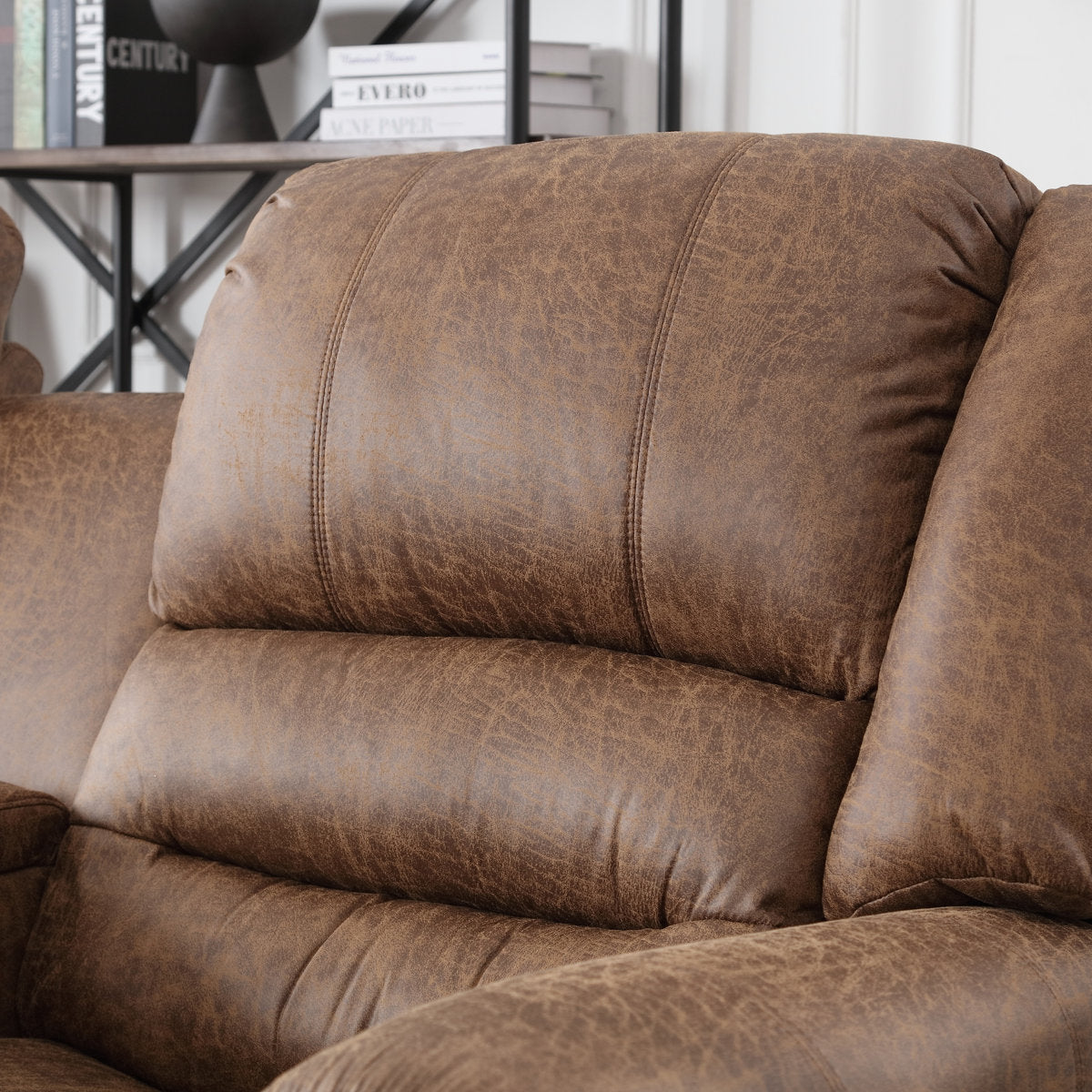 Siete 2-Piece Classic and Overstuffed Soft Faux Leather Manual Reclining Living Room Set