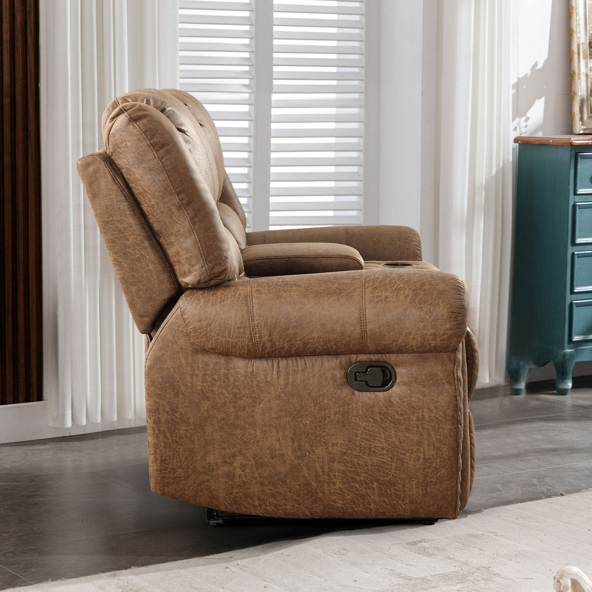 Siete 2-Piece Classic and Overstuffed Soft Faux Leather Manual Reclining Living Room Set