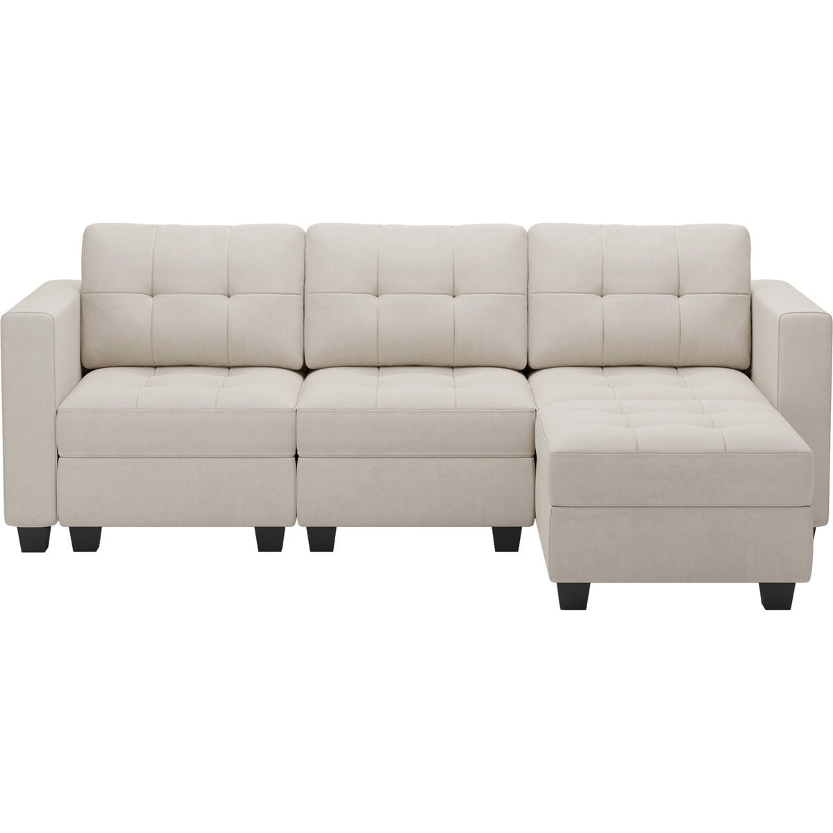 Soneson 17.7'' High Modern Tufted Upholstered Velvet Modular Sofa Couch with Storage Ottoman