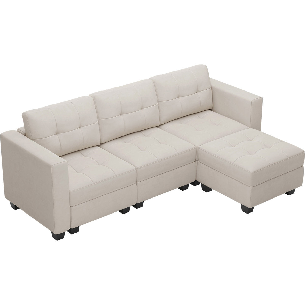 Soneson 17.7'' High Modern Tufted Upholstered Velvet Modular Sofa Couch with Storage Ottoman