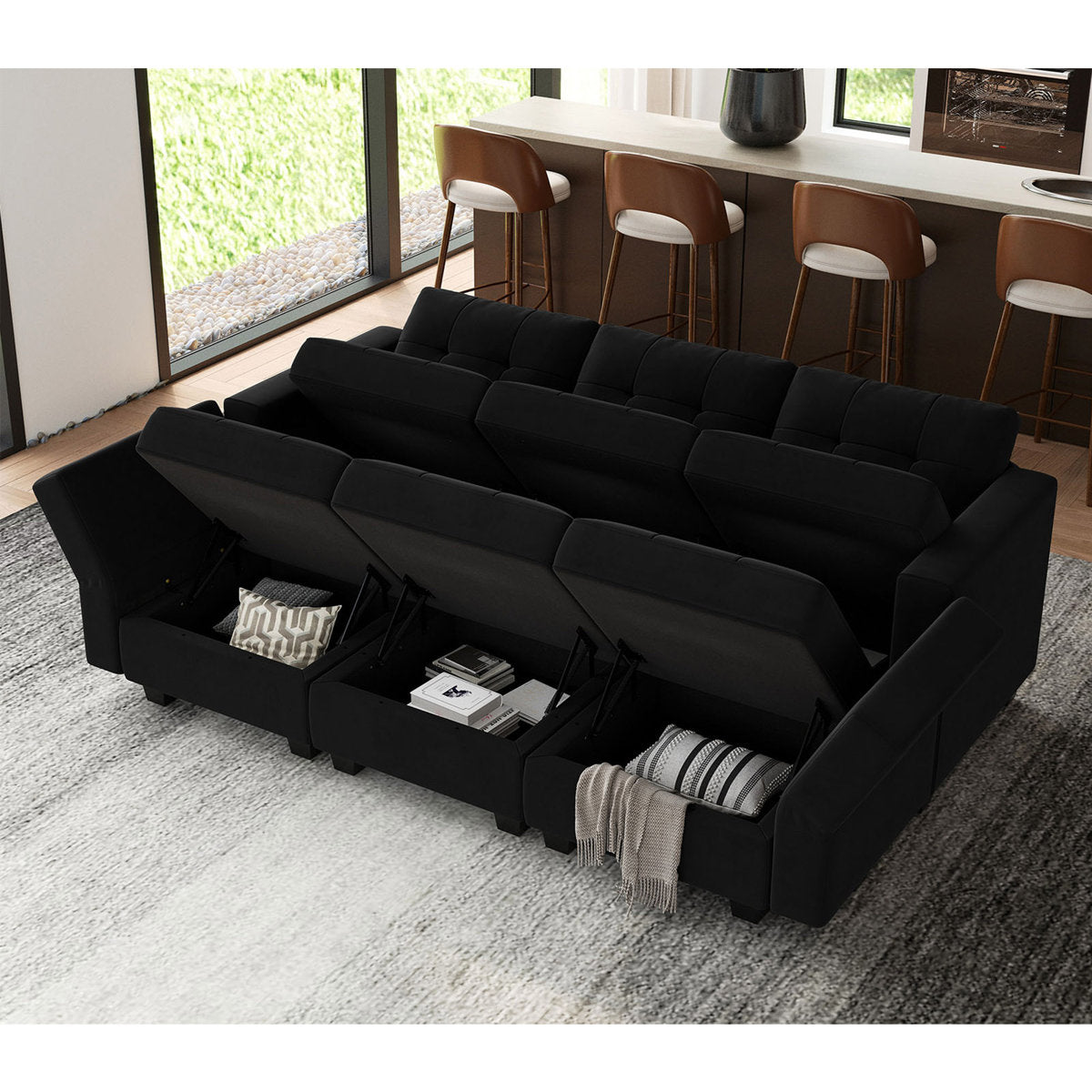 Soneson 7 - Piece Velvet Reclining Sectional