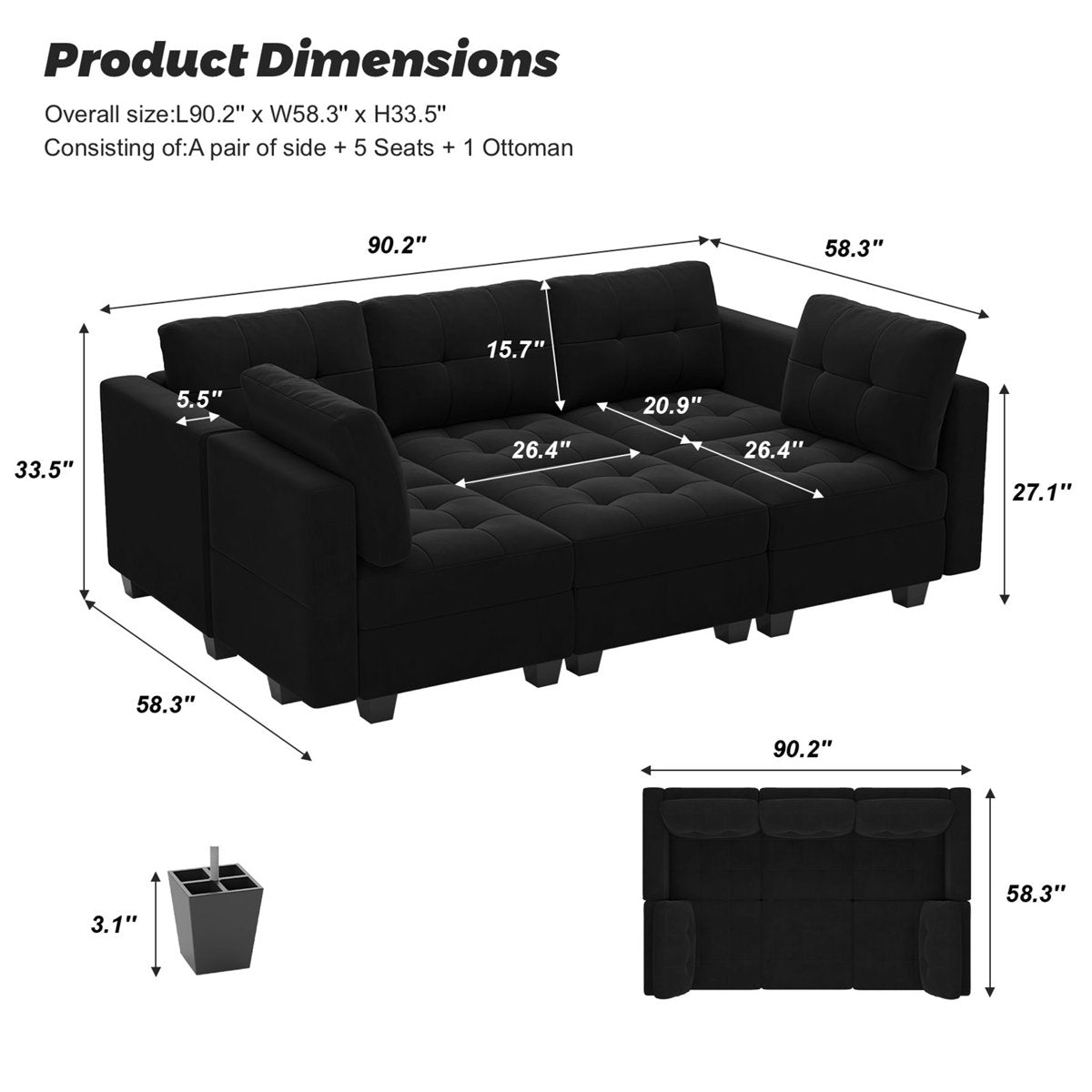 Soneson 7 - Piece Velvet Reclining Sectional