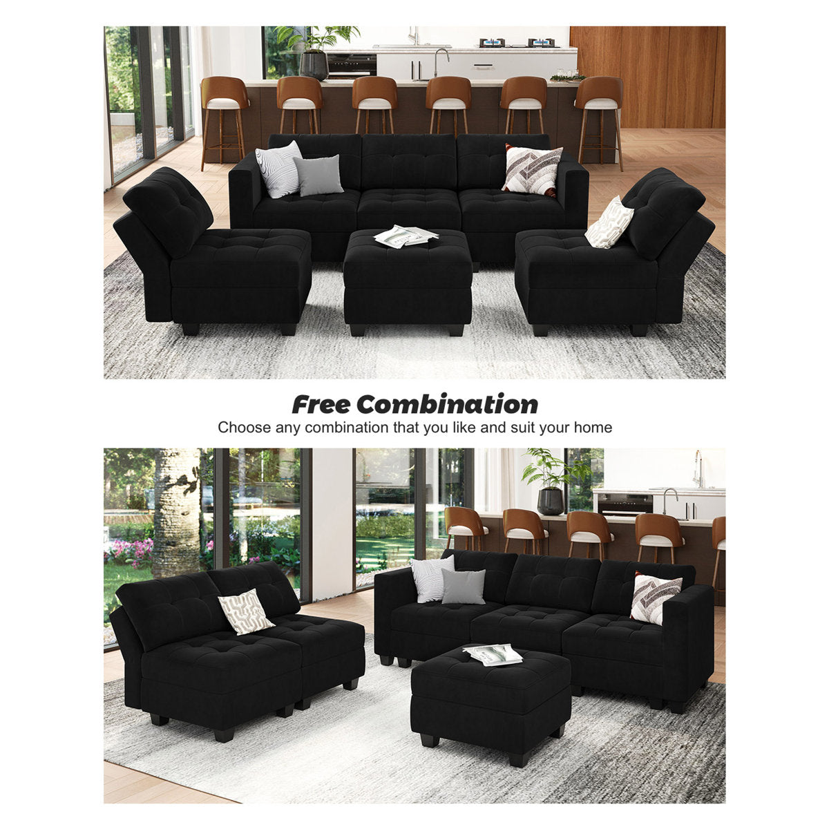 Soneson 7 - Piece Velvet Reclining Sectional