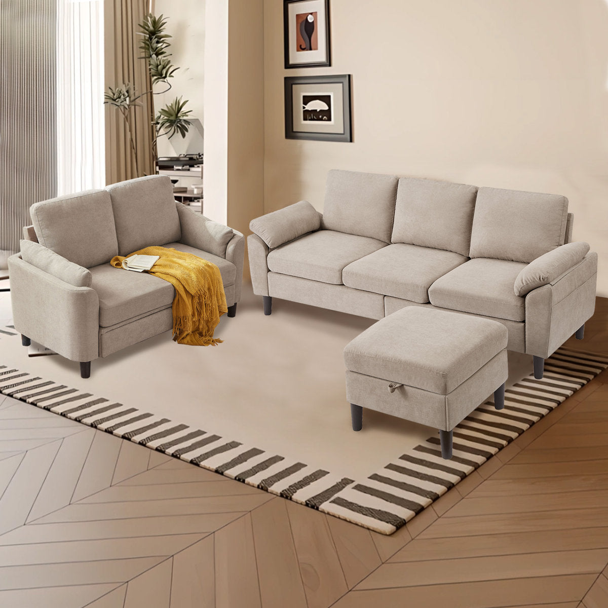 Sukrit 3 - Piece Living Room Set