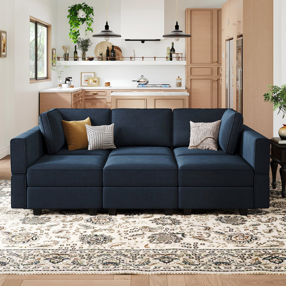 Teangela 6 Storage Ottomans Sleeper - Velvet Sofa Bed Modular Sectional Sofa Convertible Sofa Livingroom Bedroom Apartment Couch