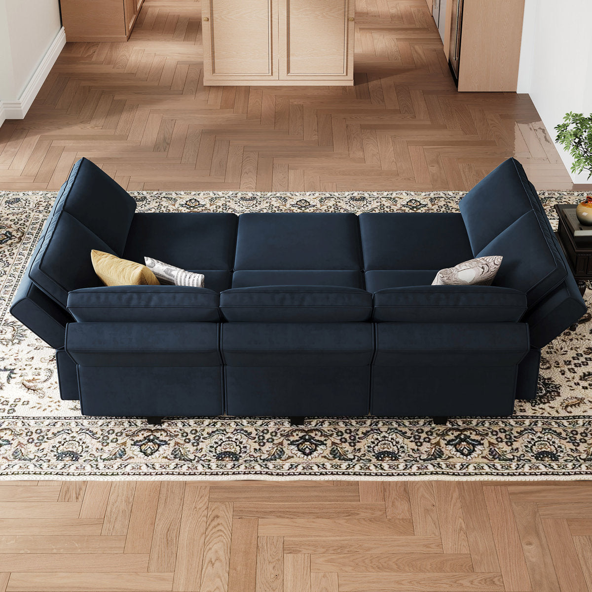 Teangela 6 Storage Ottomans Sleeper - Velvet Sofa Bed Modular Sectional Sofa Convertible Sofa Livingroom Bedroom Apartment Couch