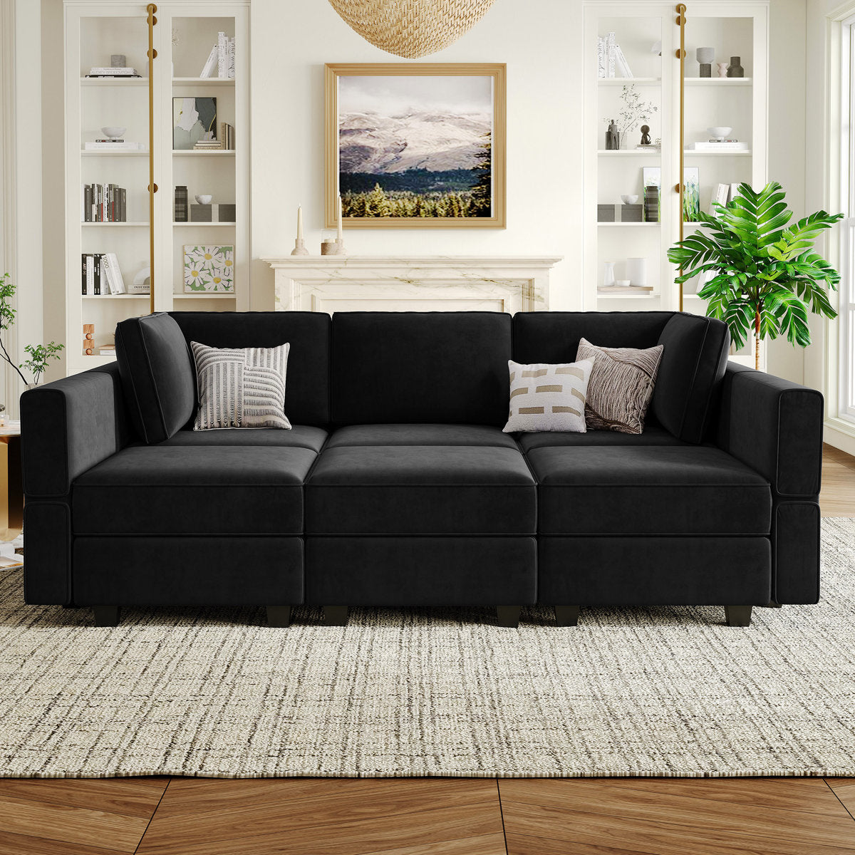 Teangela 6 Storage Ottomans Sleeper - Velvet Sofa Bed Modular Sectional Sofa Convertible Sofa Livingroom Bedroom Apartment Couch