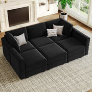 Teangela 6 Storage Ottomans Sleeper - Velvet Sofa Bed Modular Sectional Sofa Convertible Sofa Livingroom Bedroom Apartment Couch