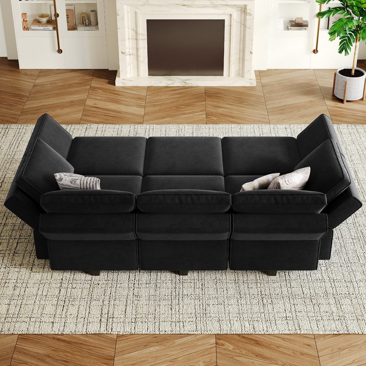 Teangela 6 Storage Ottomans Sleeper - Velvet Sofa Bed Modular Sectional Sofa Convertible Sofa Livingroom Bedroom Apartment Couch