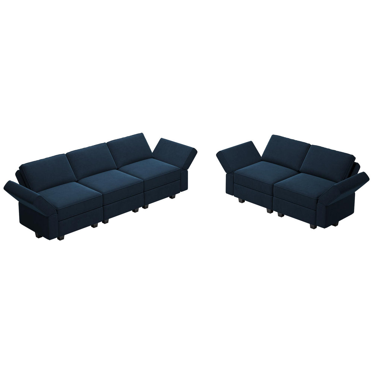 Teangela Velvet Sectional Living Room Set Storage Seat Livingroom Sofa, 2-Seat Sofa & 3-Seat Sofa