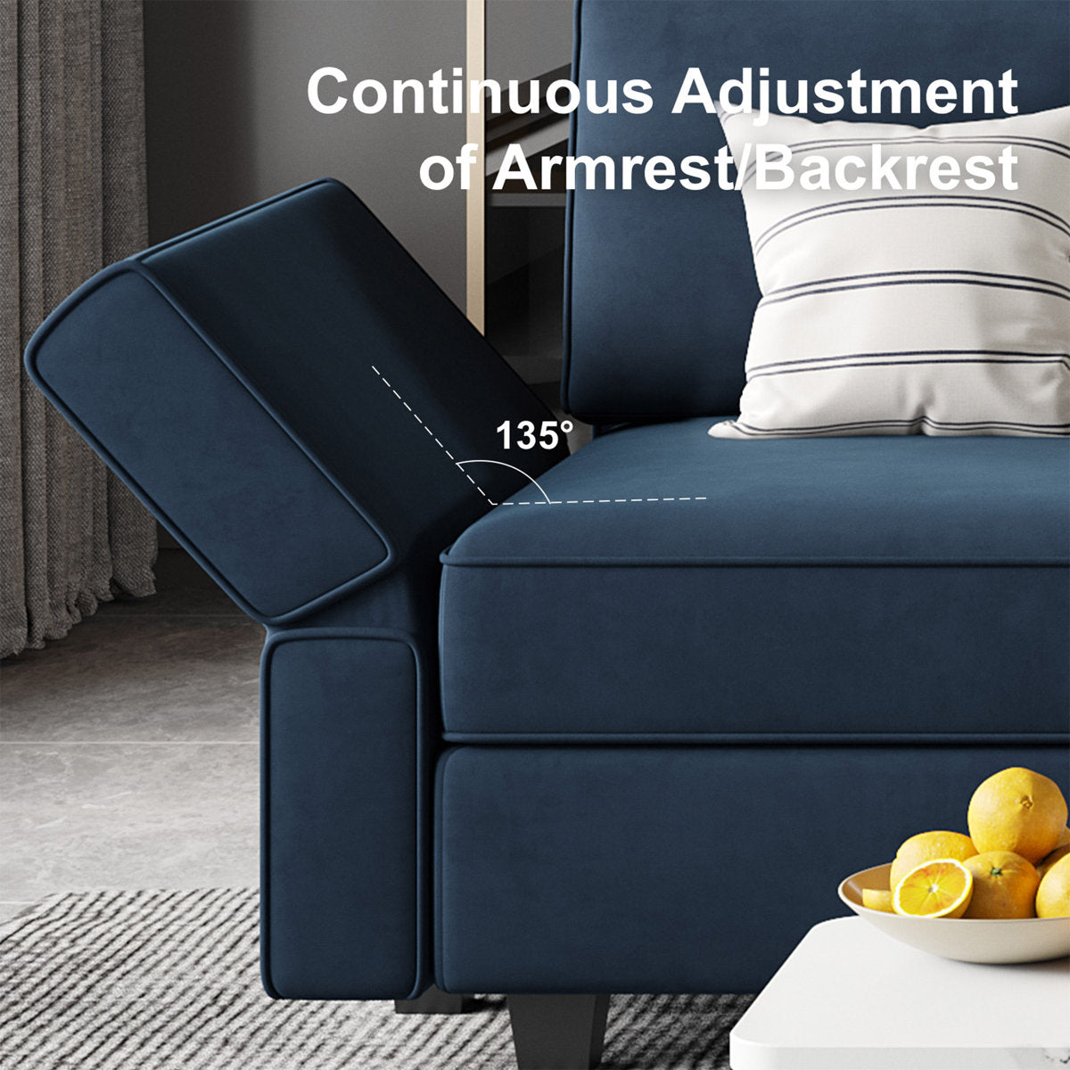 Teangela Velvet Sectional Living Room Set Storage Seat Livingroom Sofa, 2-Seat Sofa & 3-Seat Sofa