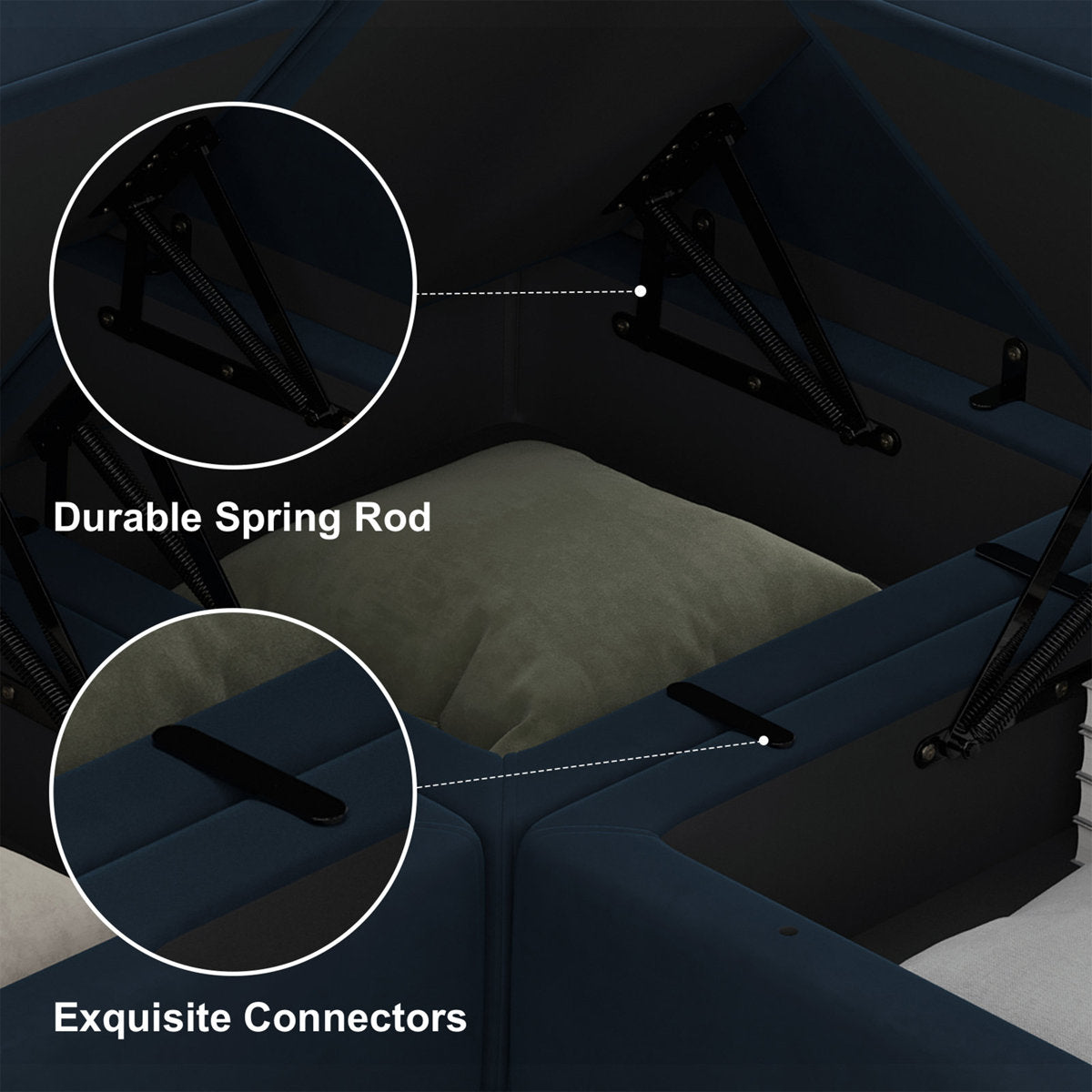 Teangela Velvet Sectional Living Room Set Storage Seat Livingroom Sofa, 2-Seat Sofa & 3-Seat Sofa