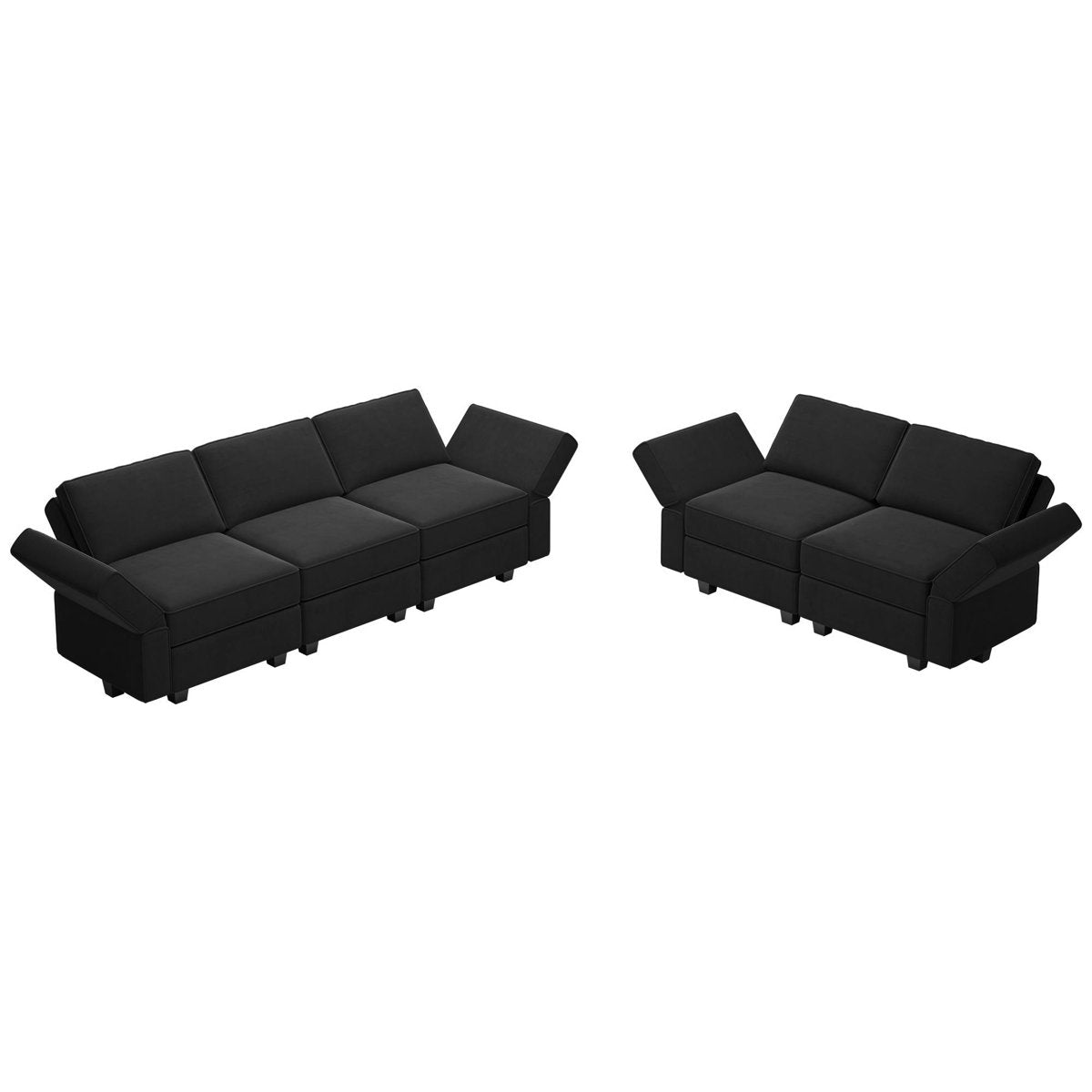 Teangela Velvet Sectional Living Room Set Storage Seat Livingroom Sofa, 2-Seat Sofa & 3-Seat Sofa