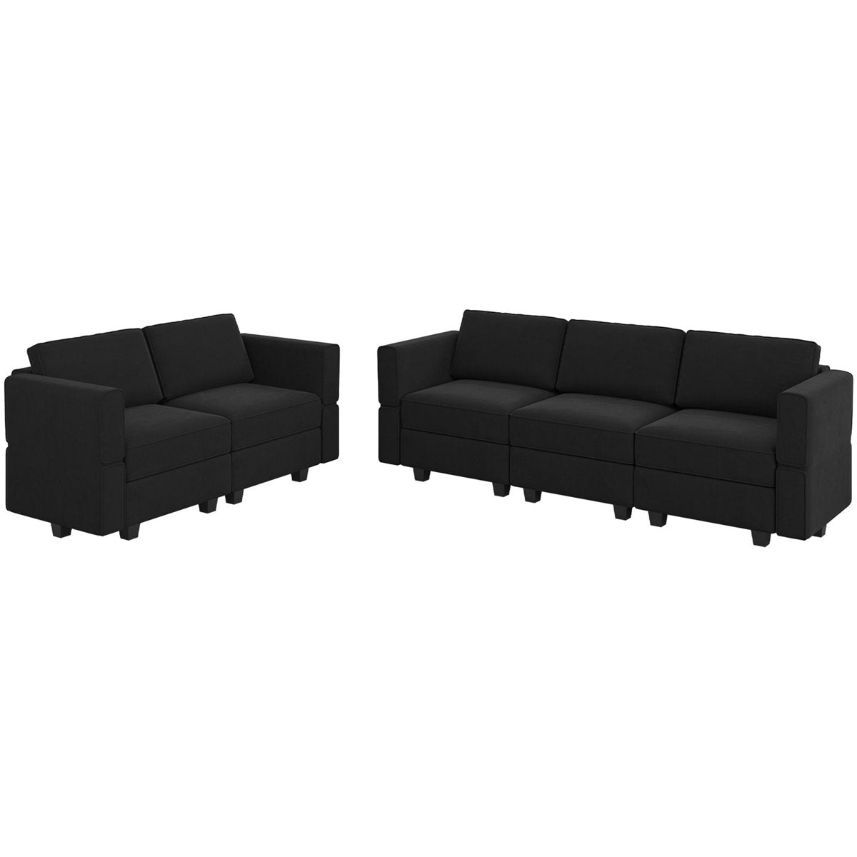 Teangela Velvet Sectional Living Room Set Storage Seat Livingroom Sofa, 2-Seat Sofa & 3-Seat Sofa