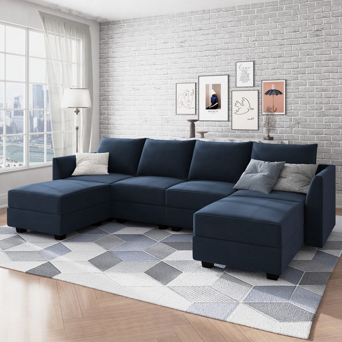 Tremee U Shaped Modular Sofa Velvet Sectional