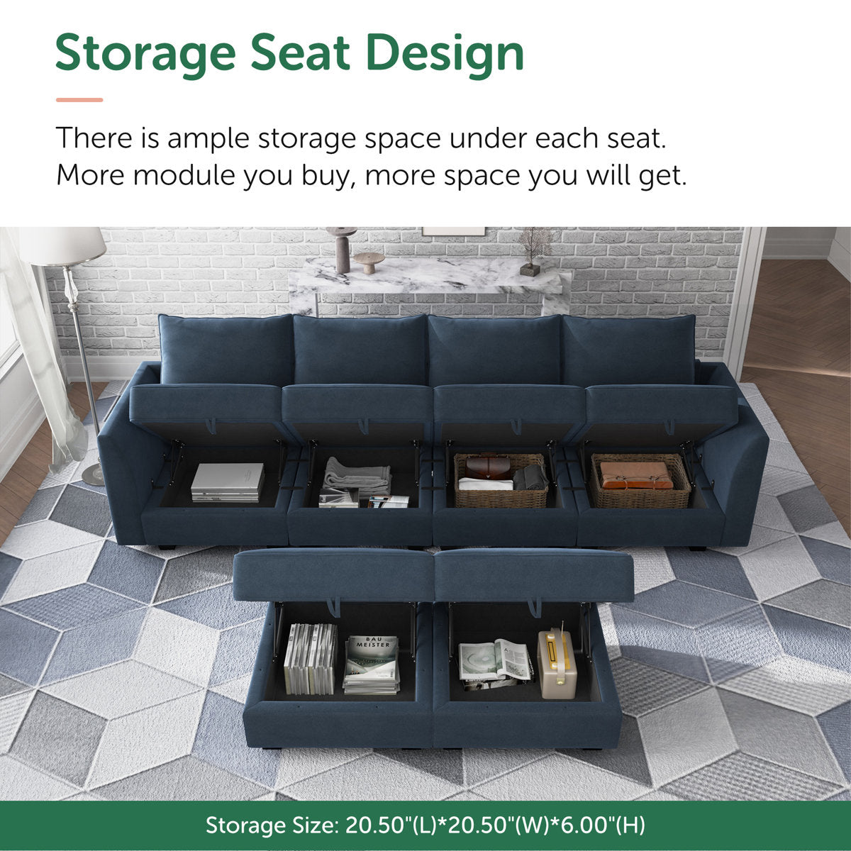 Tremee U Shaped Modular Sofa Velvet Sectional