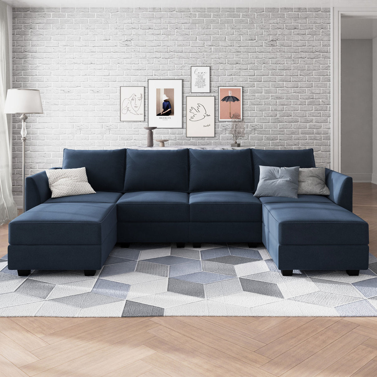 Tremee U Shaped Modular Sofa Velvet Sectional