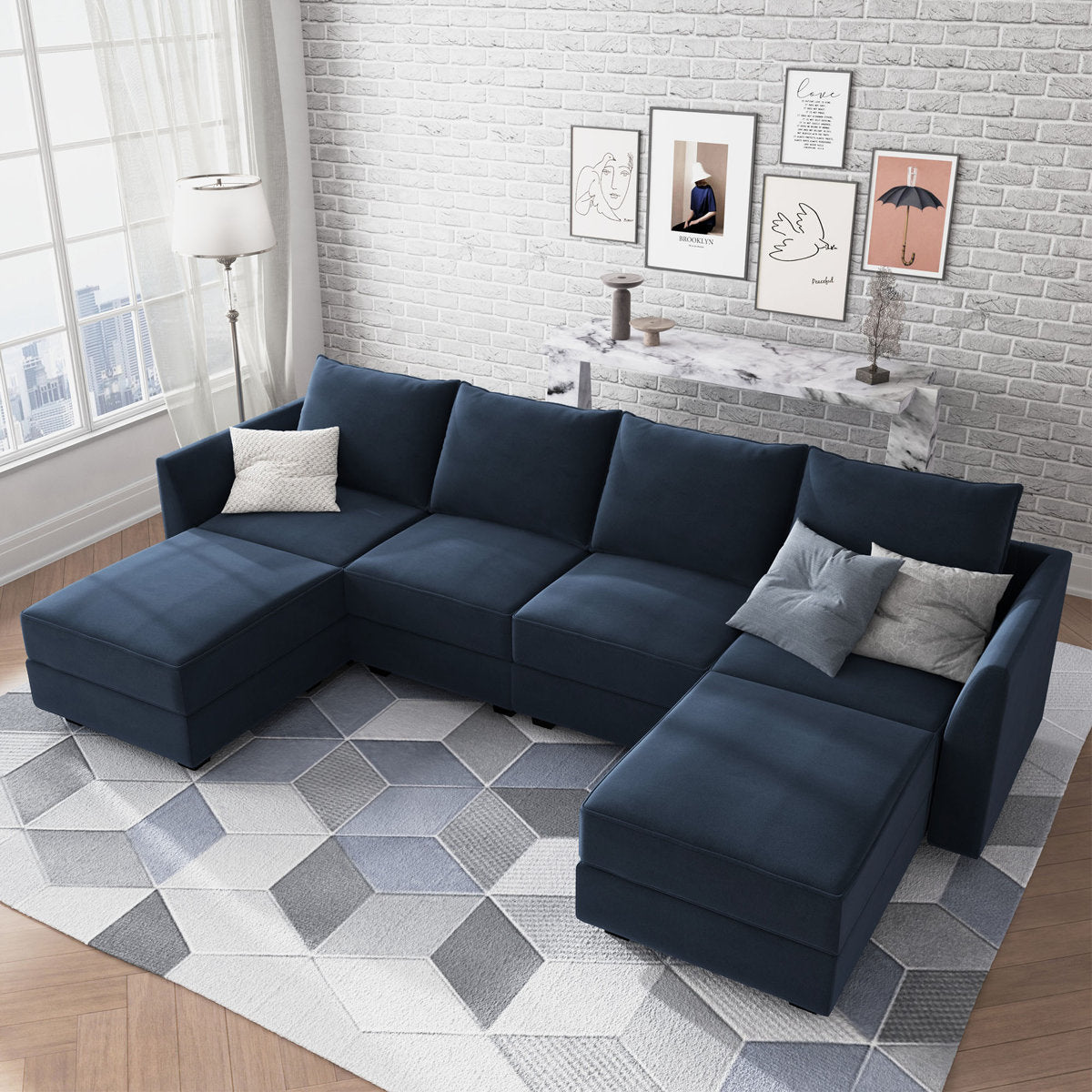 Tremee U Shaped Modular Sofa Velvet Sectional