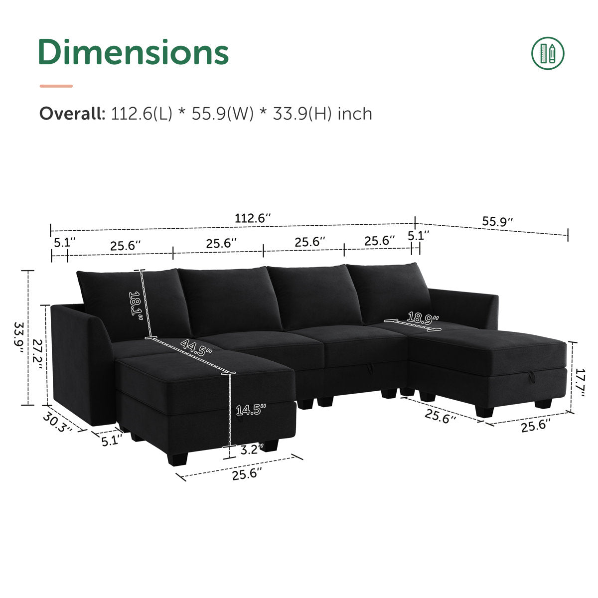 Tremee U Shaped Modular Sofa Velvet Sectional
