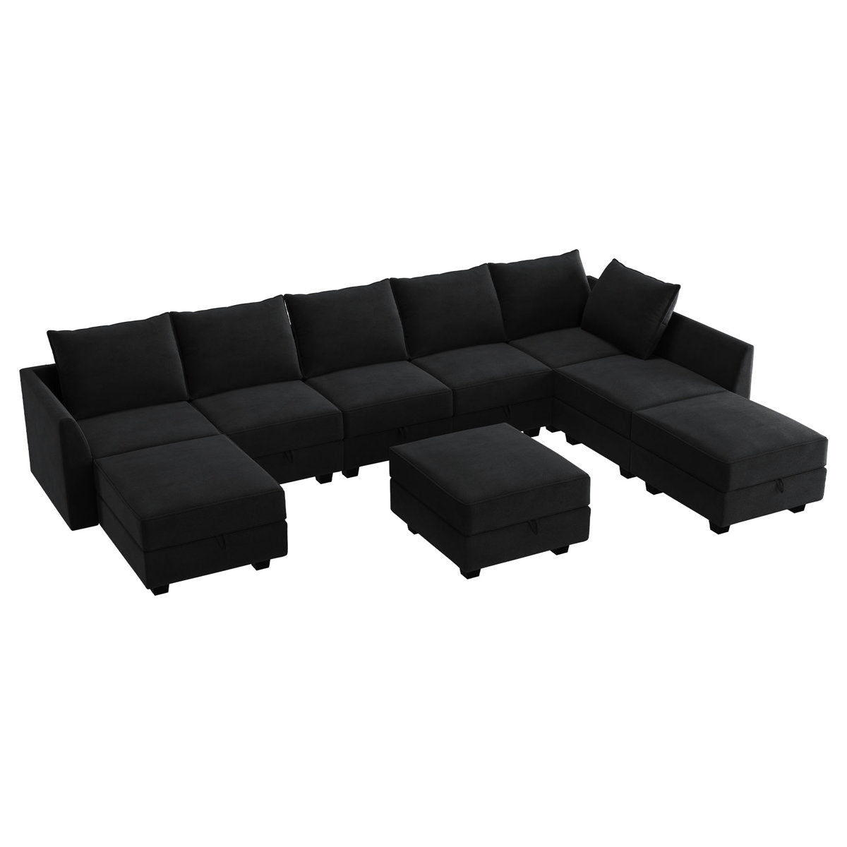 Tremee U Shaped Velvet Modular Sectional Sofa