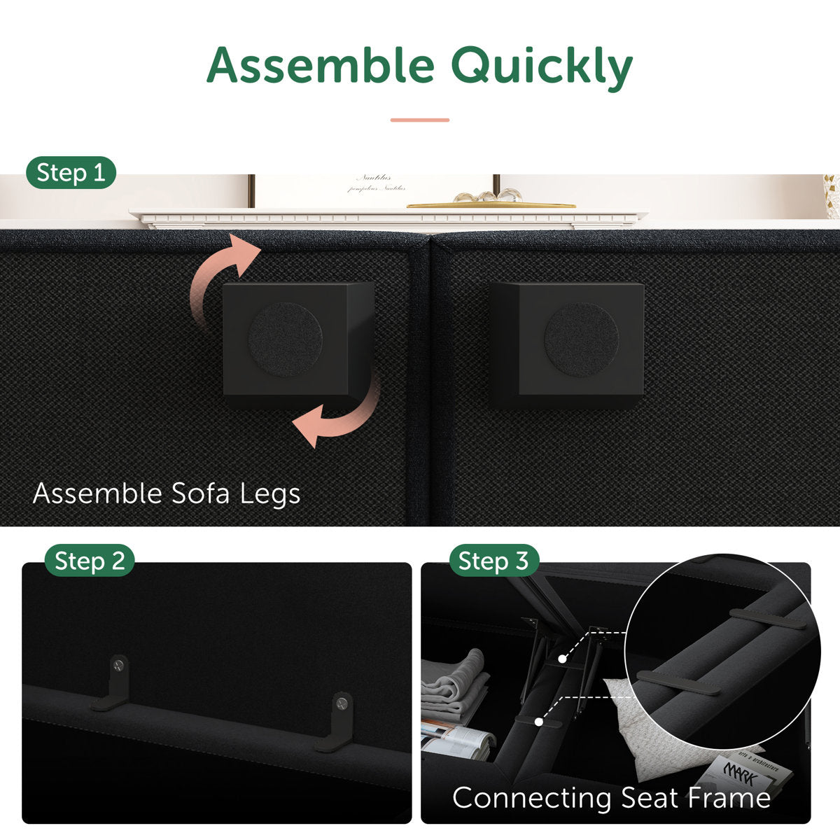 Tremee U Shaped Velvet Modular Sectional Sofa