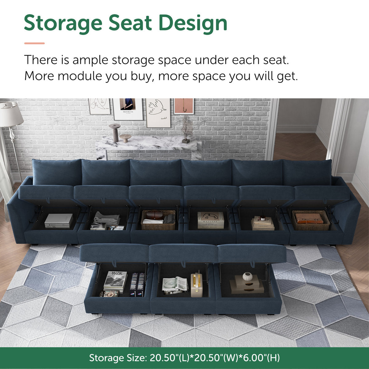 Tremee U Shaped Velvet Modular Sectional Sofa