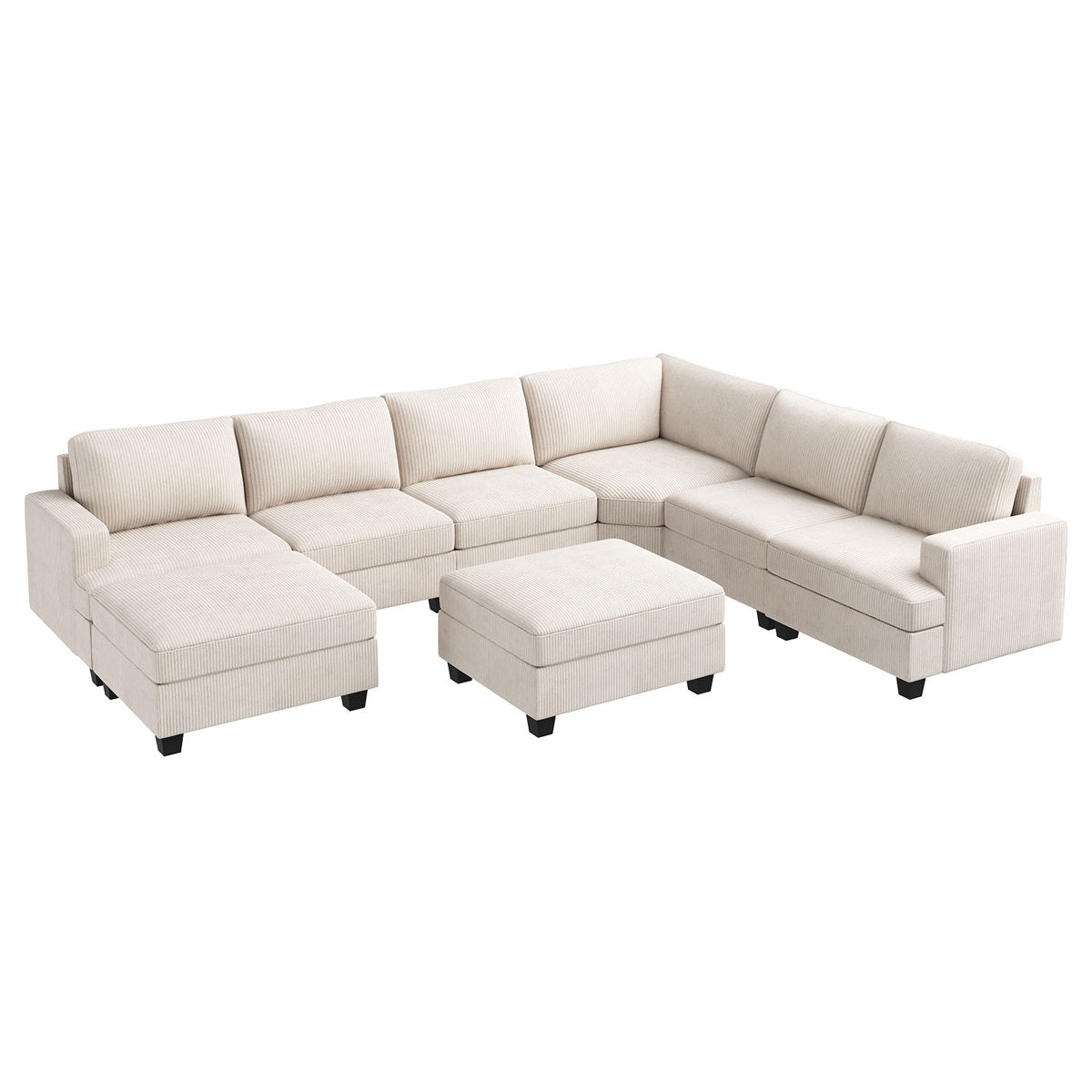 Turrella Corduroy Sectional Upholstered Modular Sectional Sofa with Storage Ottoman